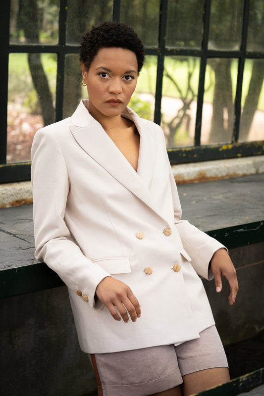 Beige Hemp&Cotton Oversized Blazer