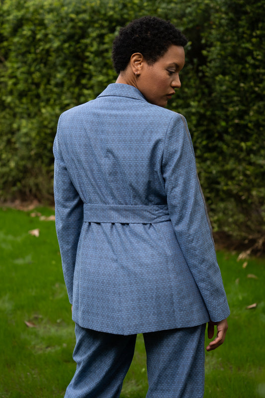 Blue Tile 100%Cotton Slim Fit Blazer