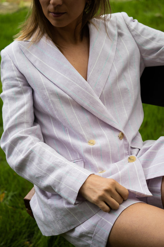 Lilac 100%Linen Oversized Blazer