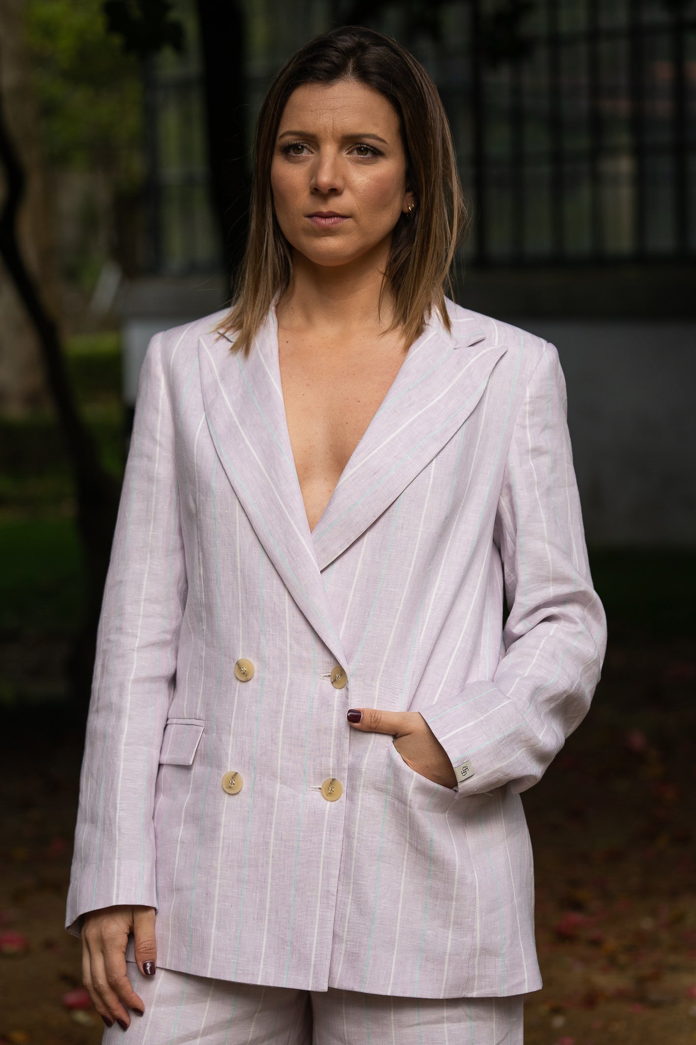 Lilac 100%Linen Oversized Blazer