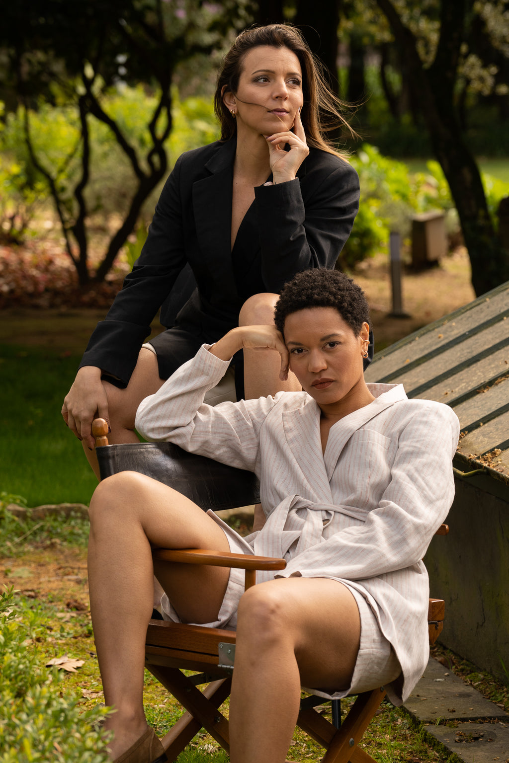 Black Linen&Cotton Slim Fit Blazer