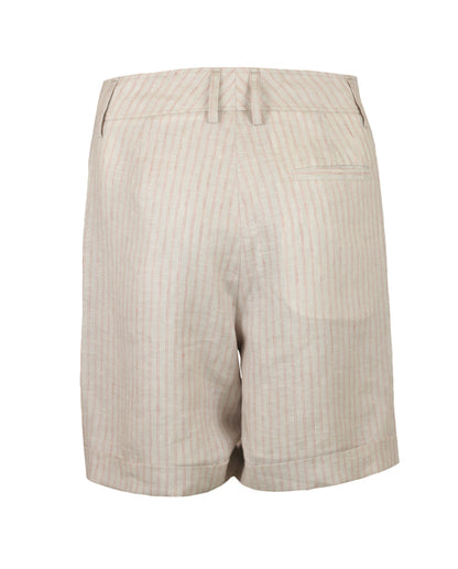 Red Stripes 100%Linen Shorts