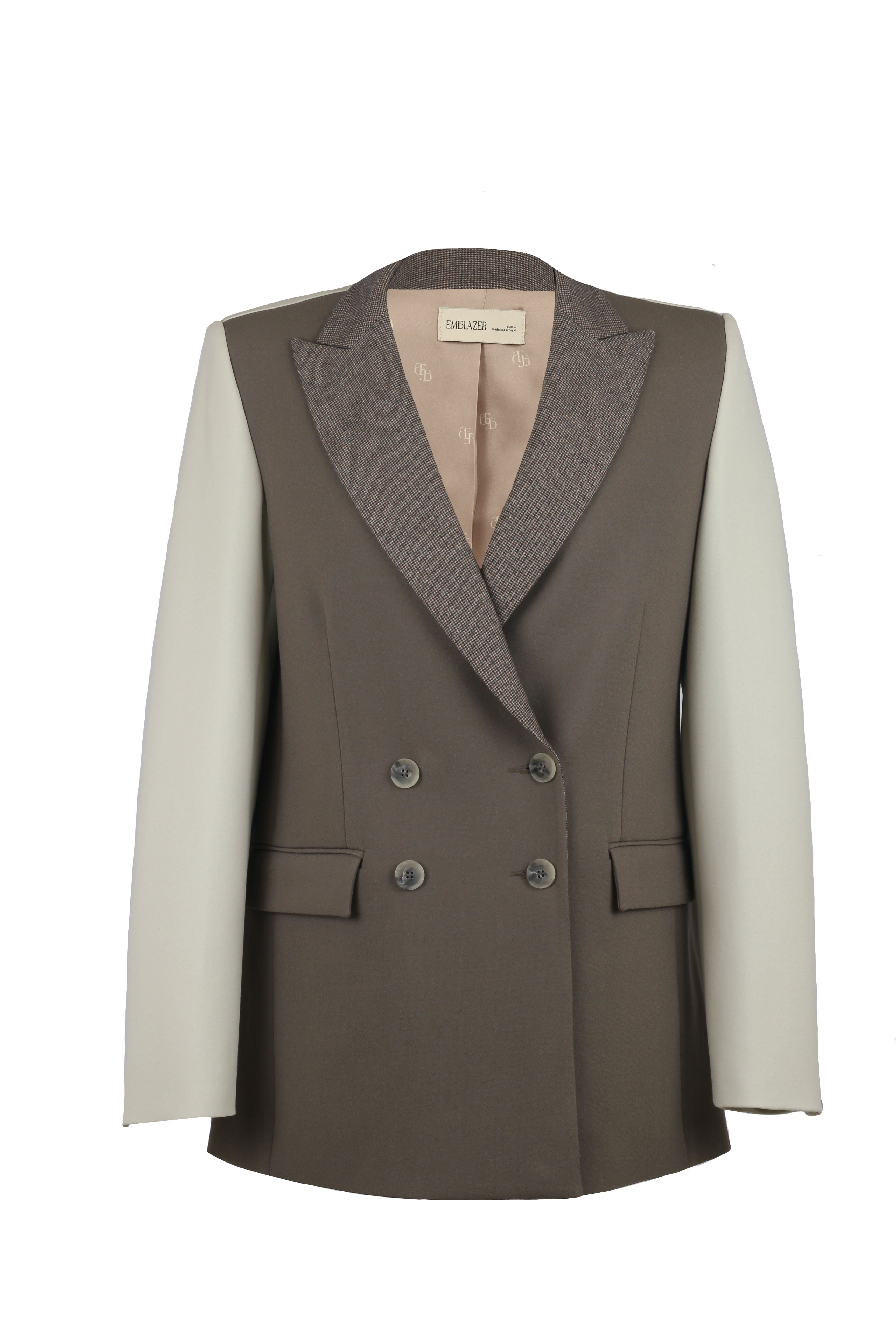 Brown Plaid Collar Oversized Blazer