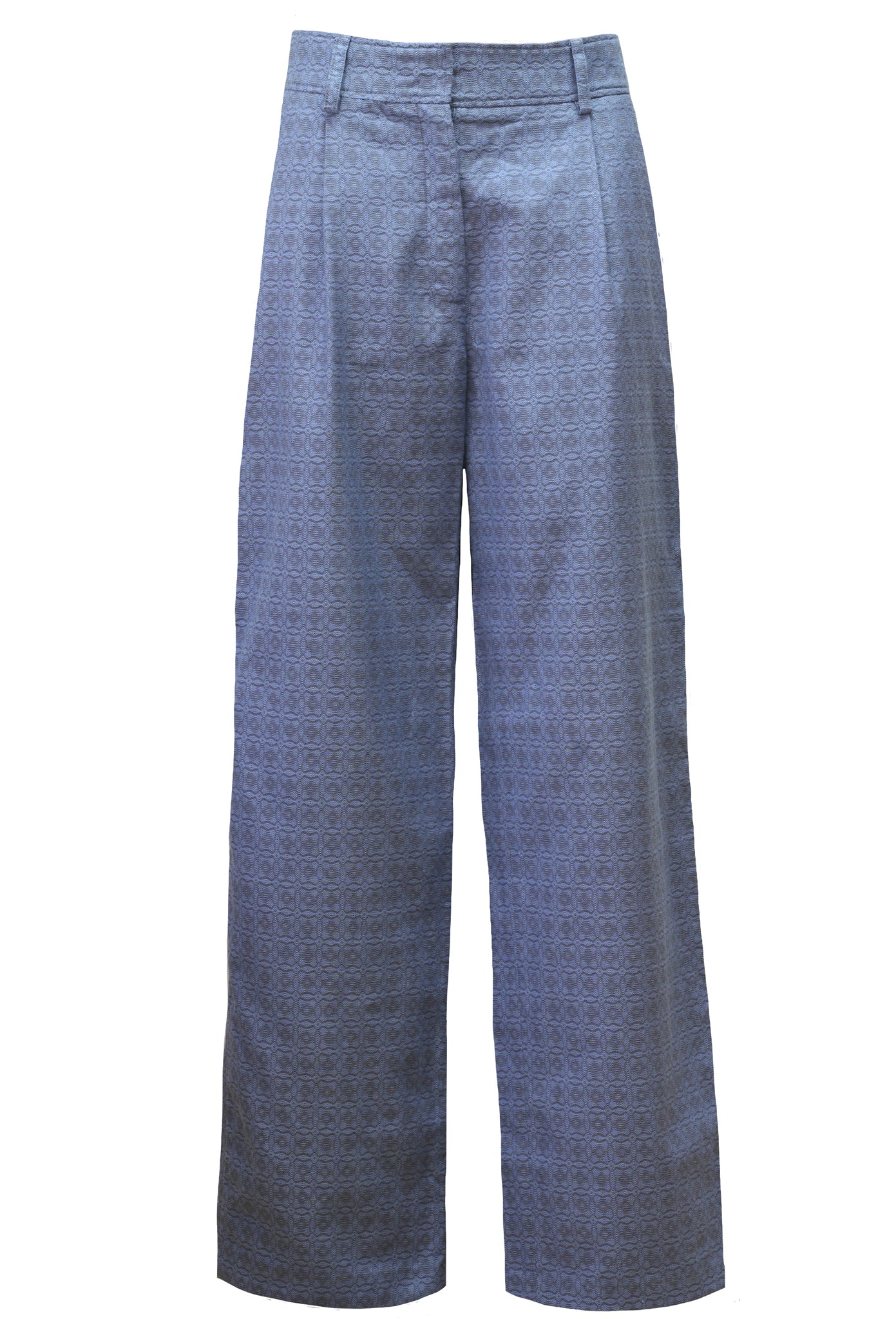 Blue Tile 100%Cotton Wide Leg Trousers