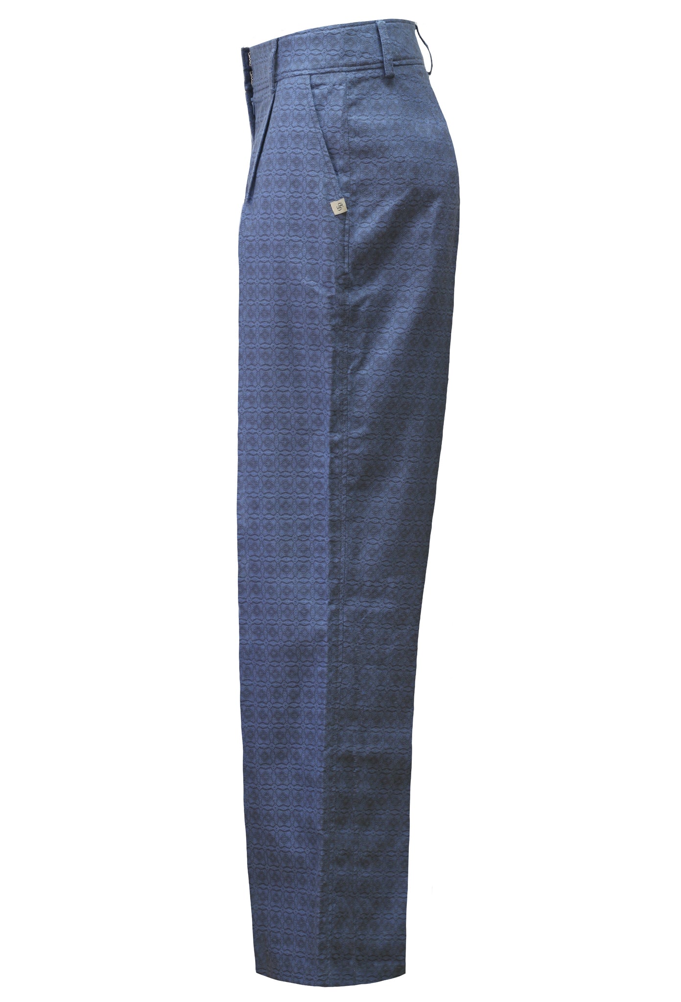 Blue Tile 100%Cotton Wide Leg Trousers