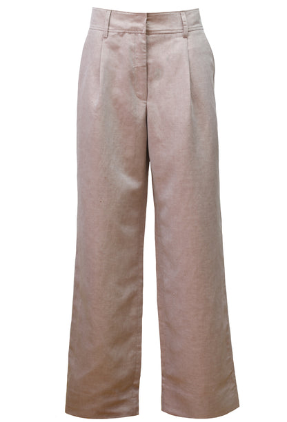 Hazelnut Tencel&Linen Wide Leg Trousers