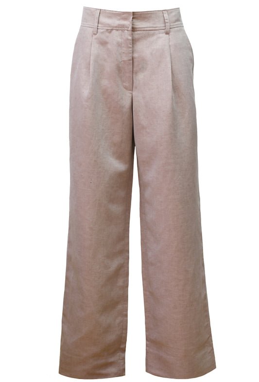 Hazelnut Tencel&Linen Wide Leg Trousers